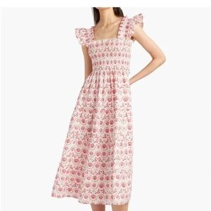 Hill House The Nap Dress Seashells Mermaids Sleeveless Floral Pink Midi